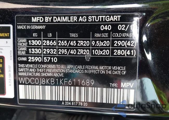 WDC0J8KB1KF611689: 42411688