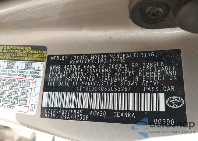 4T1BE30K05U053287: 42413048