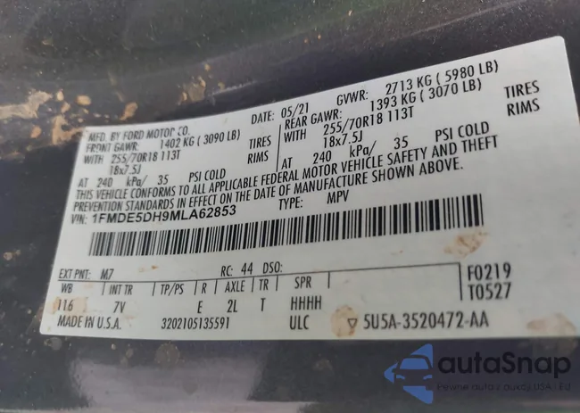 1FMDE5DH9MLA62853: 42413256