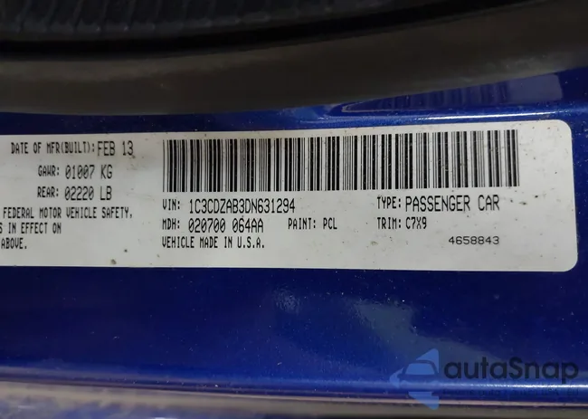 1C3CDZAB3DN631294: 42412521