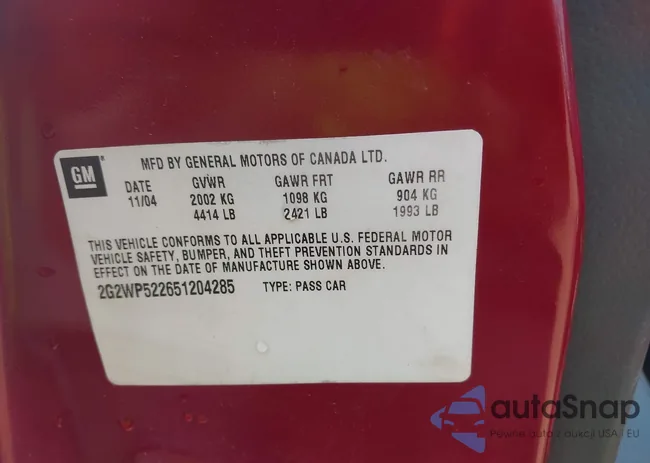 2G2WP522651204285: 42412755