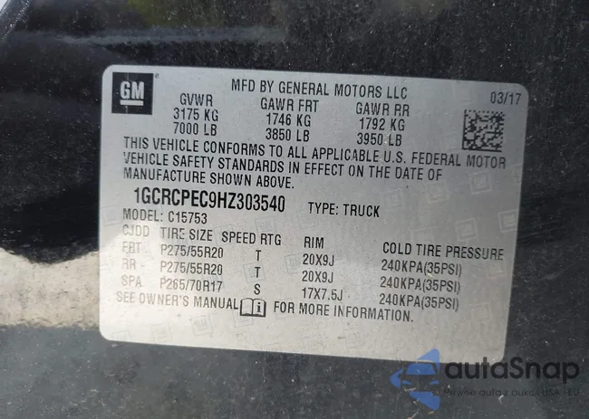 1GCRCPEC9HZ303540: 42413899