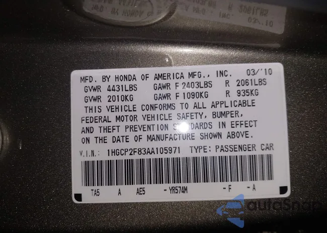 1HGCP2F83AA105971: 42413953