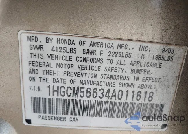 1HGCM56634A011618: 42414059