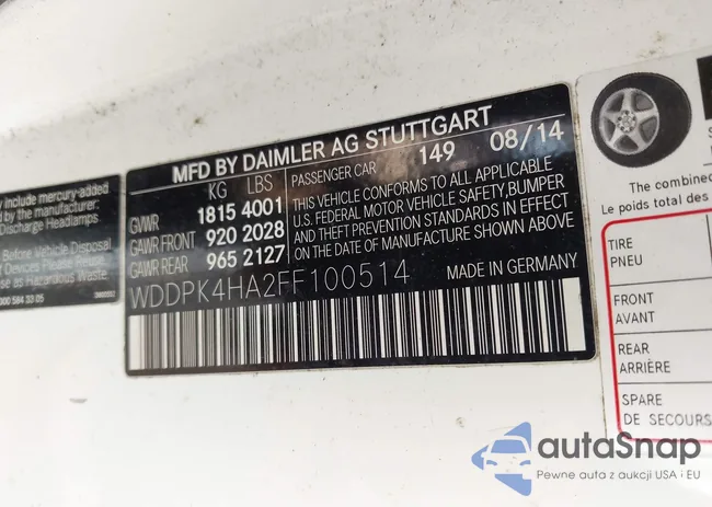 WDDPK4HA2FF100514: 42414167