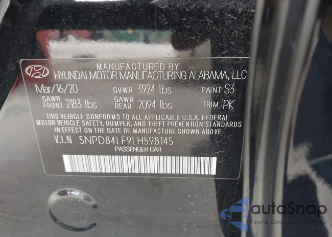 5NPD84LF9LH598145: 42414232