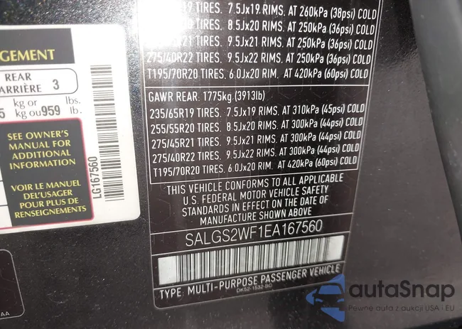 SALGS2WF1EA167560: 42414341