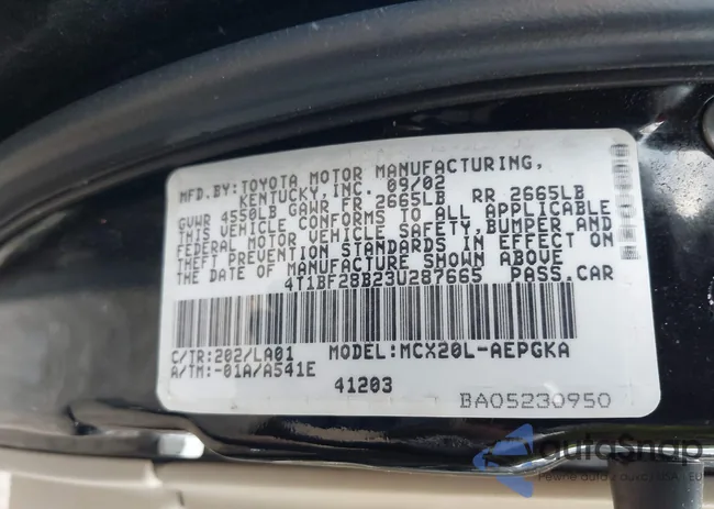 4T1BF28B23U287665: 42414346