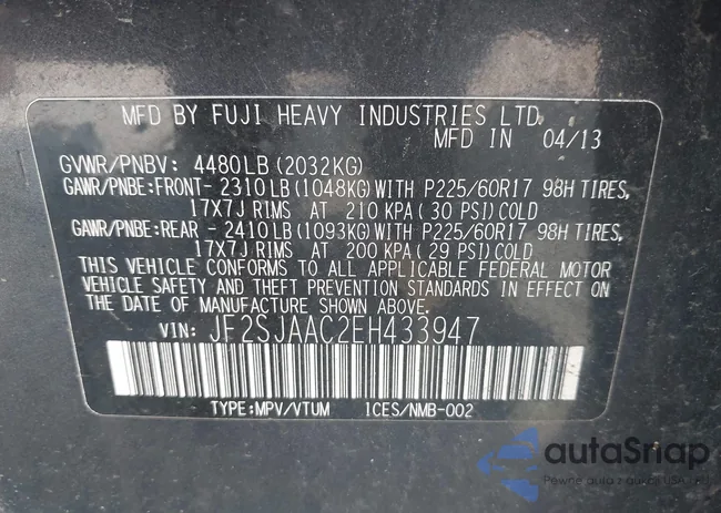 JF2SJAAC2EH433947: 42414363