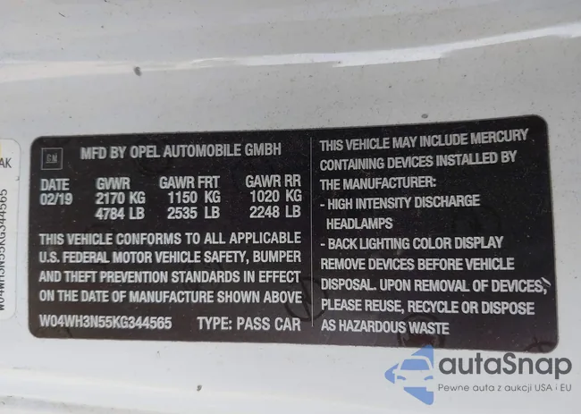 W04WH3N55KG344565: 42414931