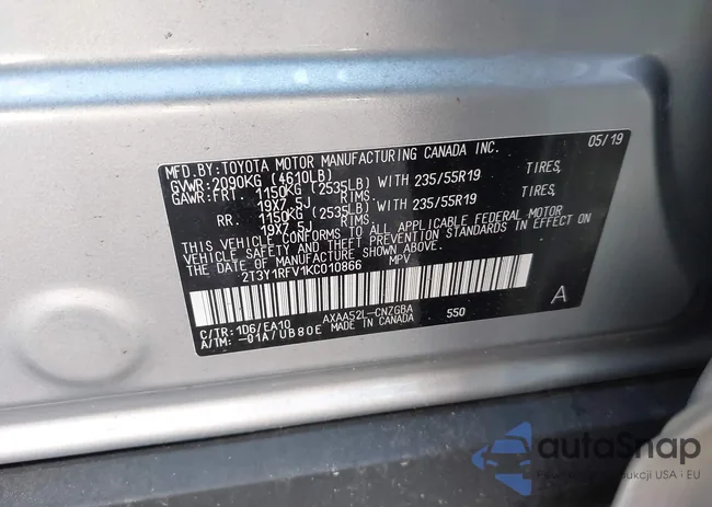 2T3Y1RFV1KC010866: 42414963