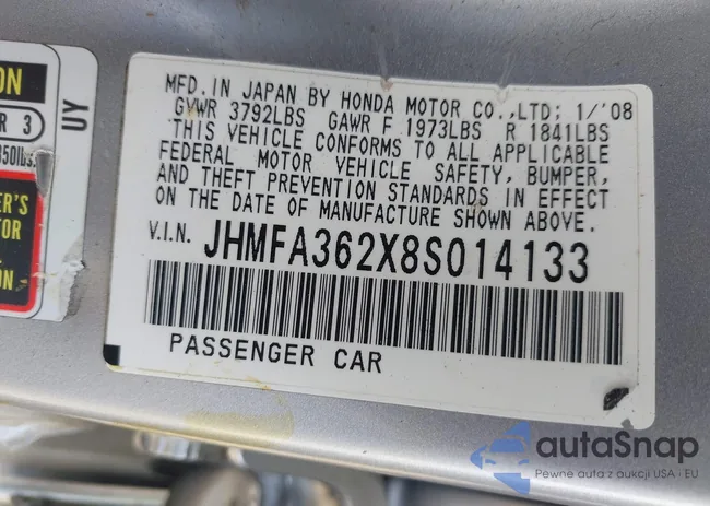 JHMFA362X8S014133: 42415042