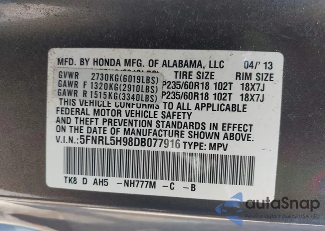 5FNRL5H98DB077916: 42415057