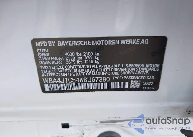 WBA4J1C54KBU67390: 42415101