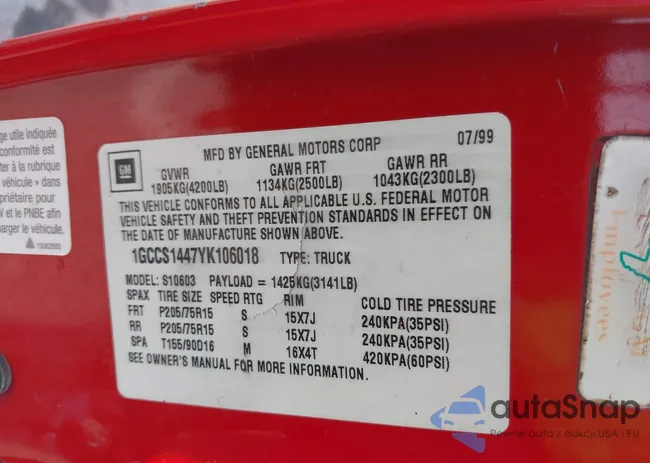 1GCCS1953Y8239826: 42415134