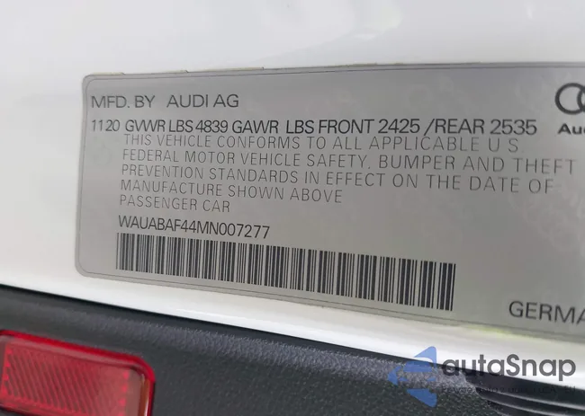 WAUABAF44MN007277: 42415287
