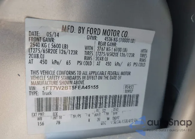 1FT7W2BT5FEA45155: 42415354