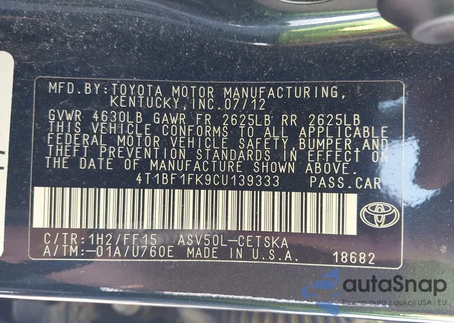 4T1BF1FK9CU139333: 42414464