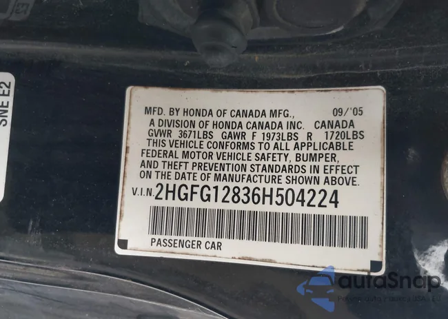 2HGFG12836H504224: 42414468