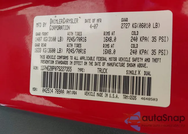 1D7HE28P07S227355: 42414488