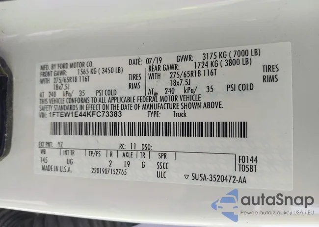 1FTEW1E44KFC73383: 42414579