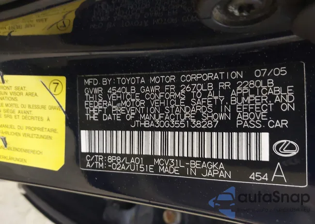 JTHBA30G355138287: 42414678