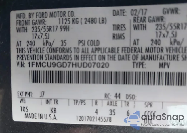 1FMCU9GD7HUD07020: 42414700