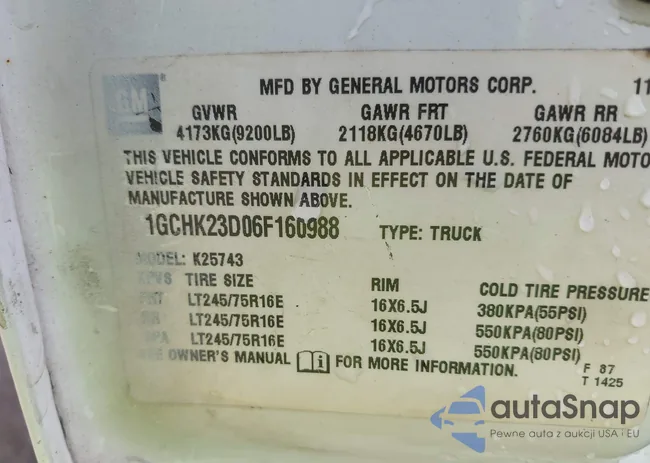 1GCHK23D06F160988: 42415980