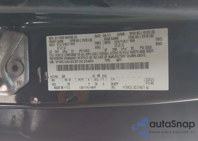 1FMCU0GX2FUC23450: 42416185