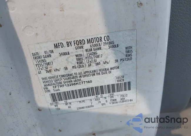 1FTRF12298KC77160: 42416447