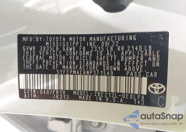 5YFEPMAE6NP371549: 42415453