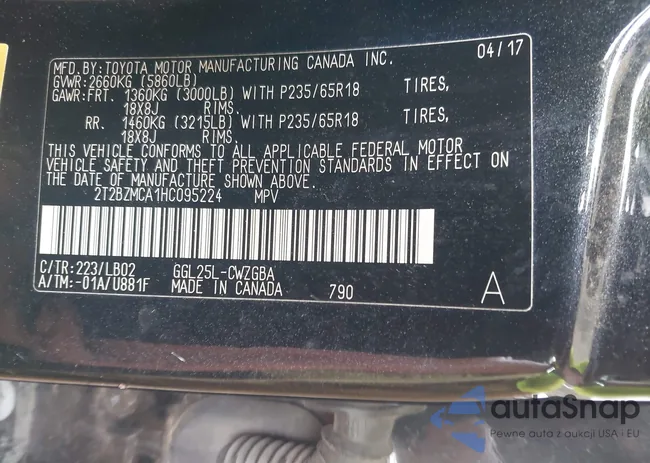 2T2BZMCA1HC095224: 42416895