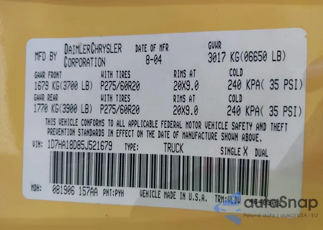 1D7HA18D85J521679: 42416985