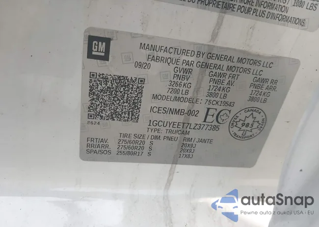 1GCUYEET7LZ377385: 42417080