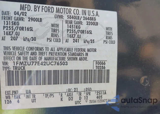 1FMZU77E42UC76503: 42417103