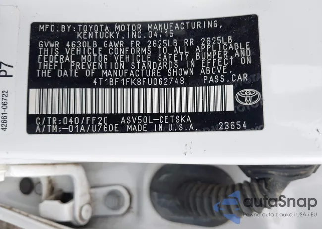 4T1BF1FK8FU062748: 42417120