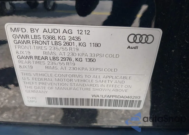 WA1LFAFP5DA046293: 42417250