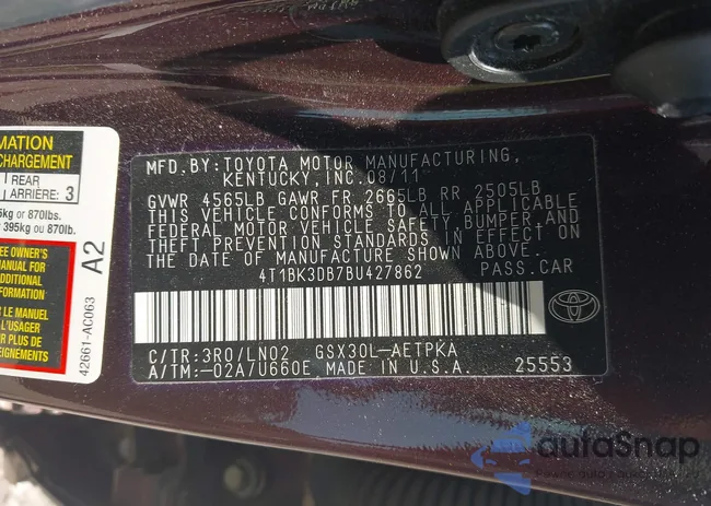 4T1BK3DB7BU427862: 42416533