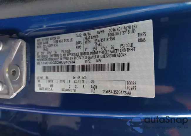 1FMCU0GD2HUB40934: 42418012