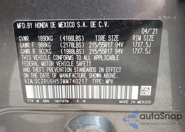 3CZRU6H53MM740217: 42418046