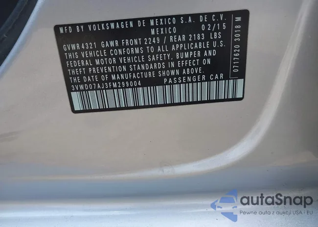 3VWD07AJ3FM299004: 42418129