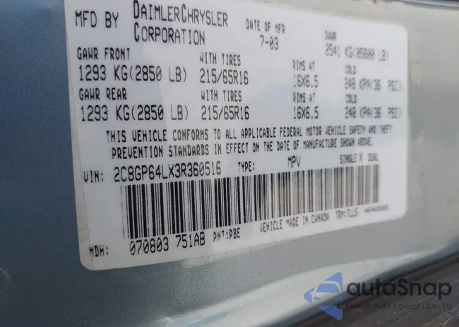 2C8GP64LX3R360516: 42418158