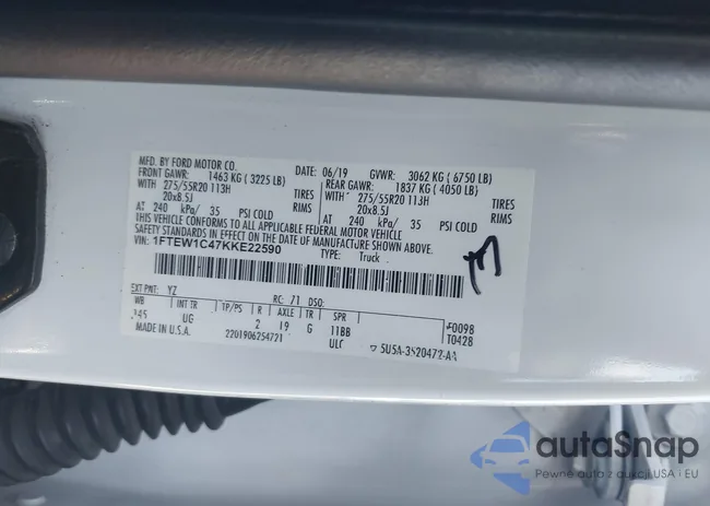 1FTEW1C47KKE22590: 42418181