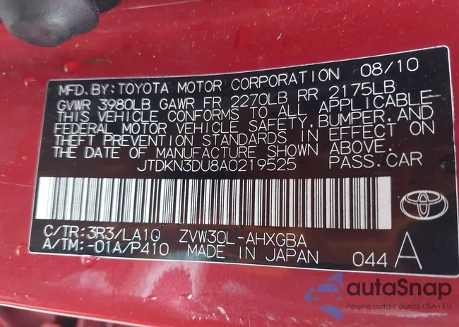 JTDKN3DU8A0219525: 42418203