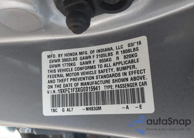 19XFC1F3XGE015941: 42418319