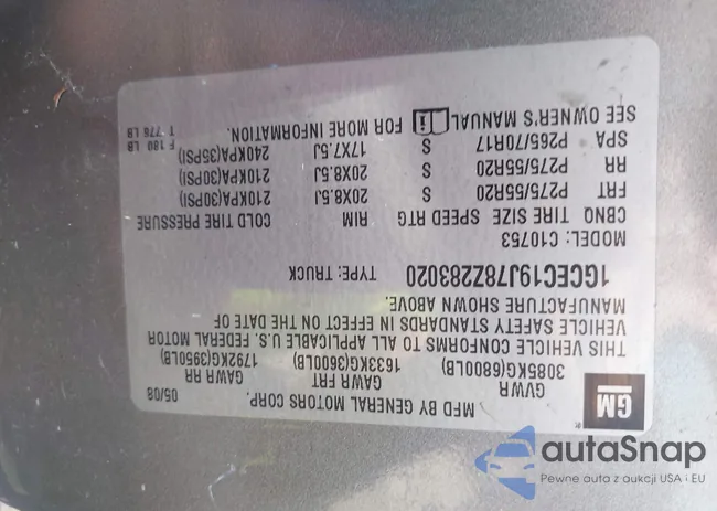 1GCEC19J78Z283020: 42417486