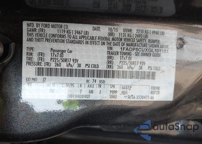 1FADP5CUXGL101151: 42417520