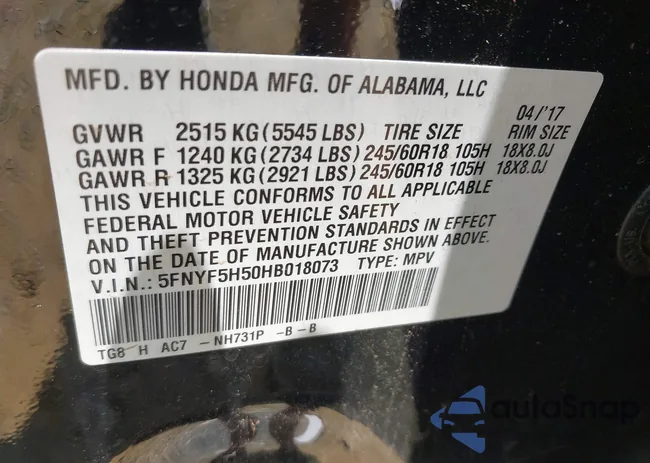 5FNYF5H50HB018073: 42417778