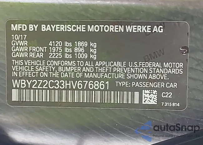 WBY2Z2C33HV676861: 42418897