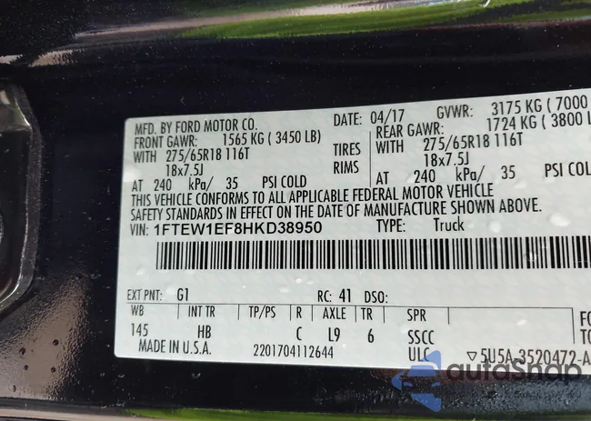 1FTEW1EF8HKD38950: 42419177